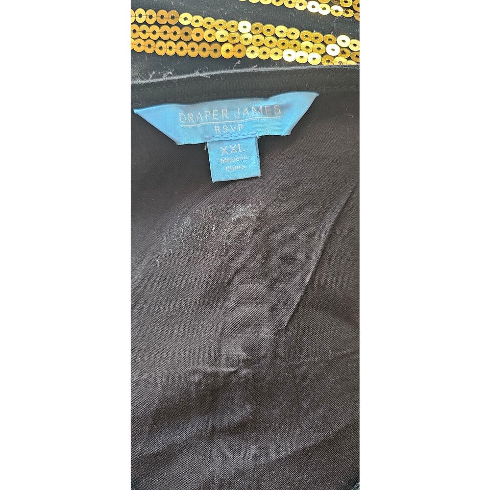 Draper James Geometric Embroidery Relaxed Flutter Sleeve Top Women Sz XXL Black - Picture 5 of 5